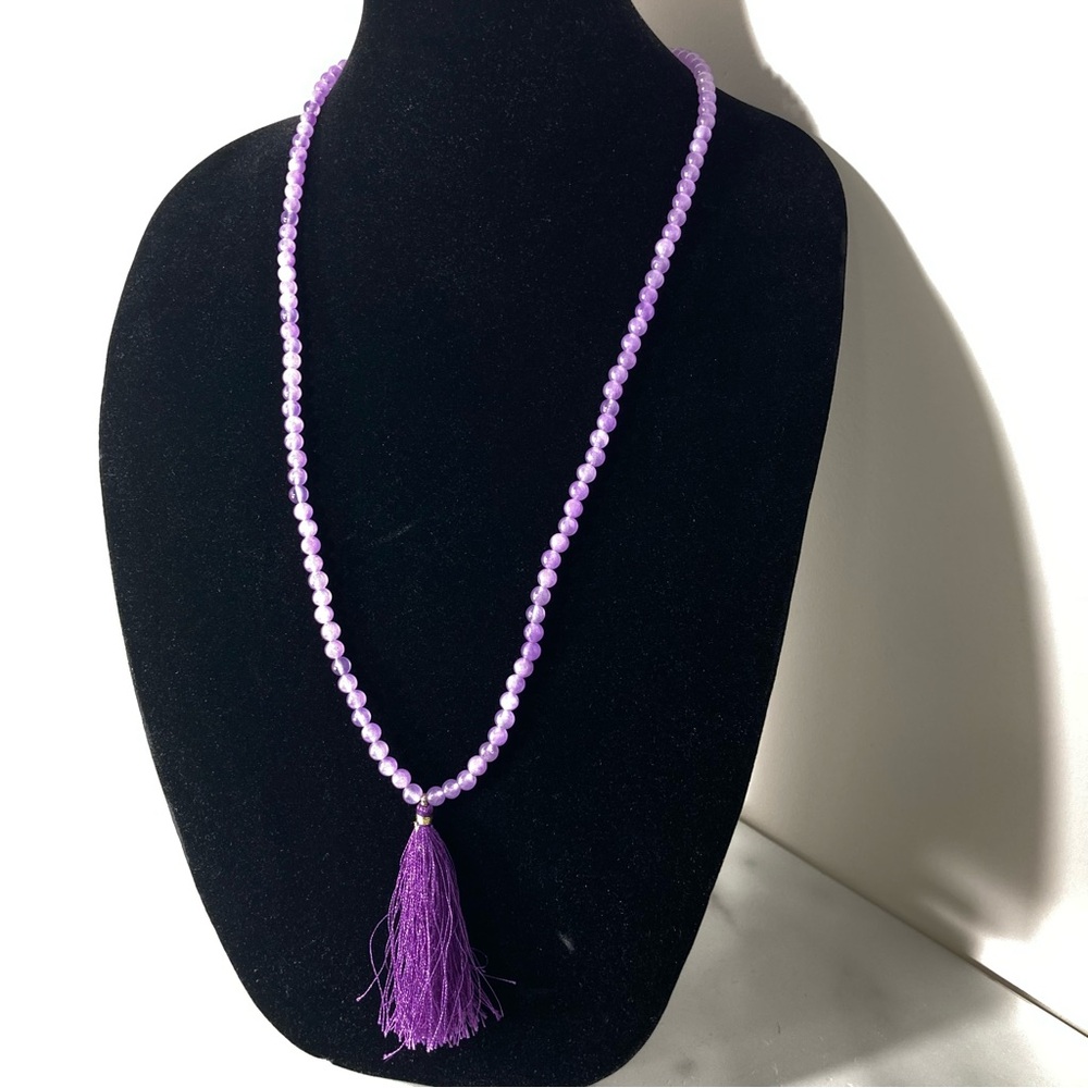 Purple Beaded Tassel Necklace Women Jewelry